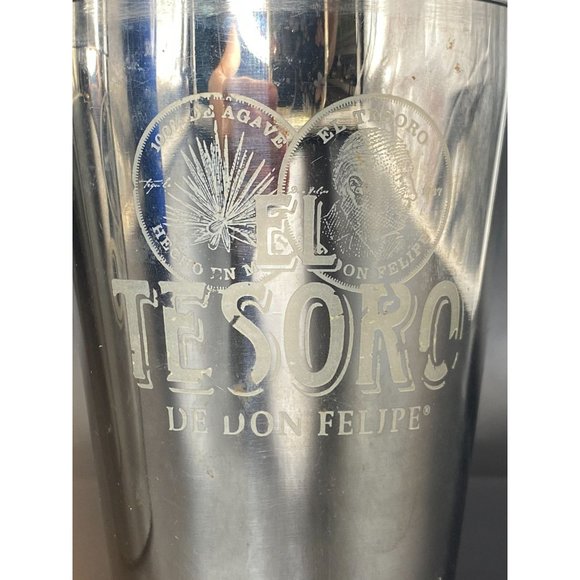 El Tesoro Tequila Cocktail Martini Shaker Set of 2 Stainless Steel 7" Advertisin - Picture 3 of 11